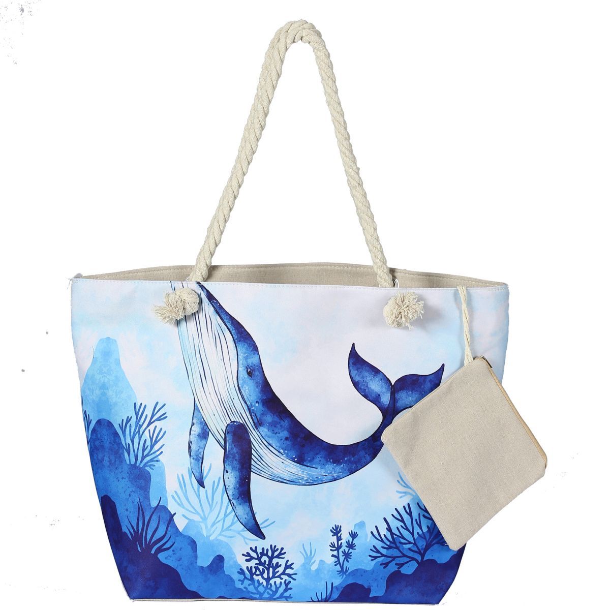 Canvas Beach Tote Bag For Women Waterproof Large Travel Beach Bags With Zipper Reusable Grocery Shopping Bags